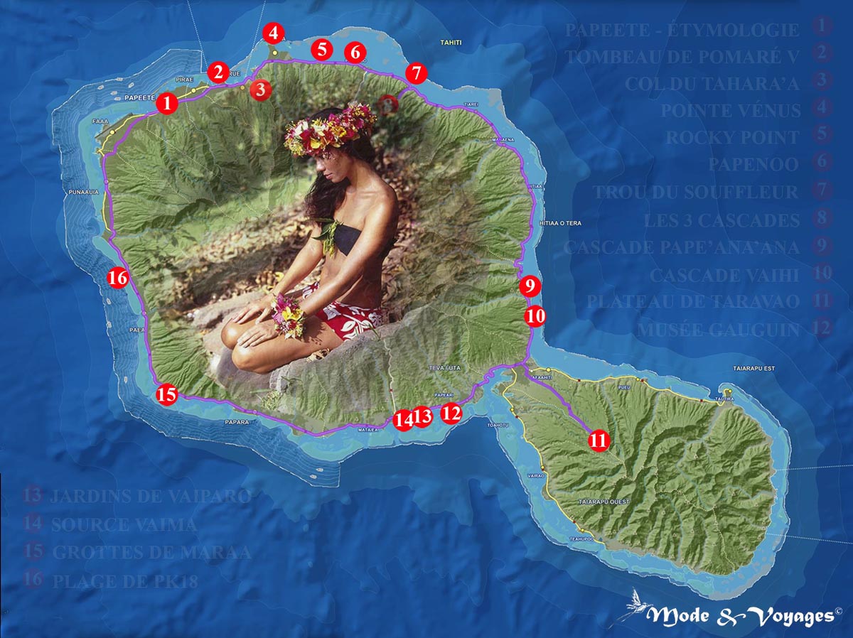 Carte Tahiti Idées Balade Autour De L Ile 